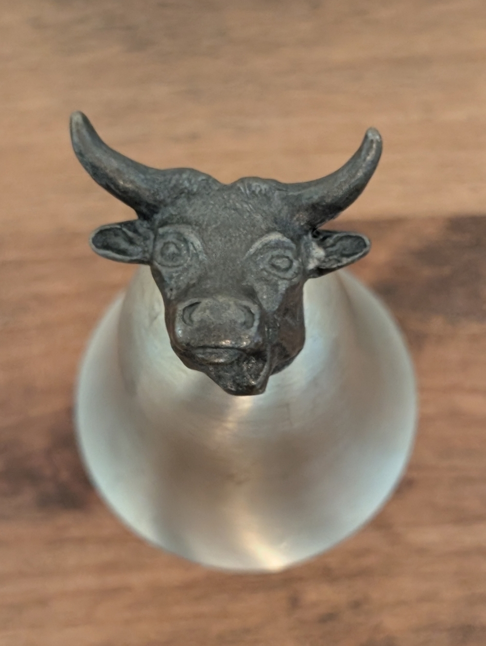 1970's Towle Pewter Bull Cow Longhorn Shot Glass Cup 2 3/4 Inches Tall‎